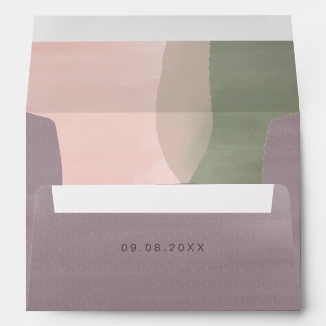 Enveloppe Faire-part de mariage moderne d'aquarelle pourpre (Dos (Bas))