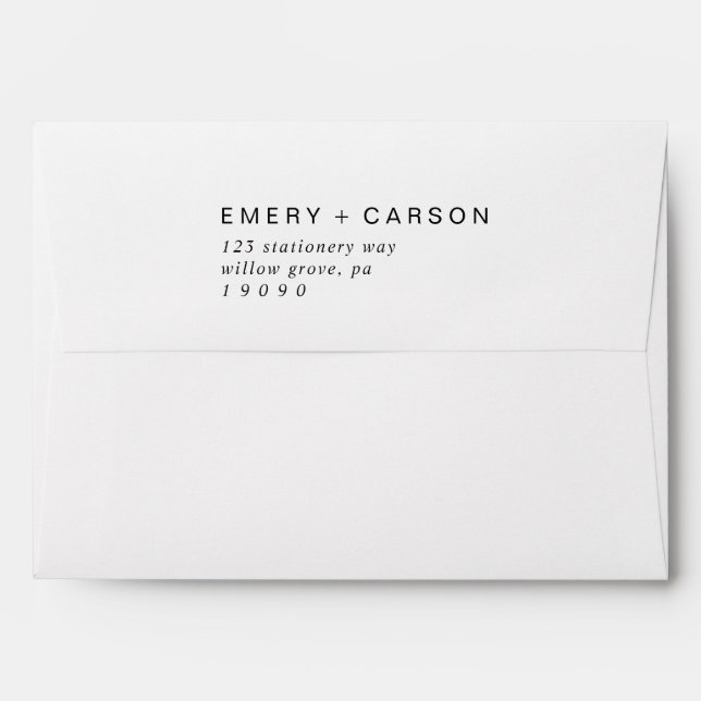 Enveloppe Faire-part de mariage moderne de typographie noire (Dos (Haut rabat))