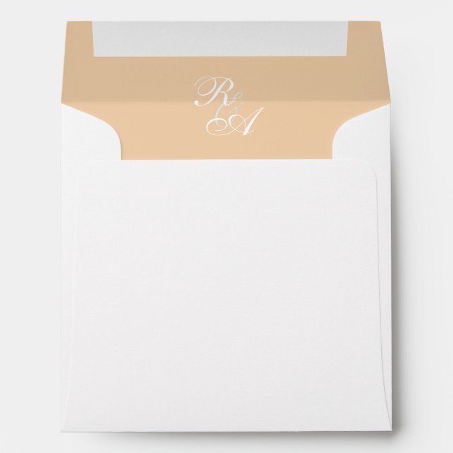 Enveloppe Faire-part de mariage Monogramme de ruban Rose d'o (Dos (Bas))