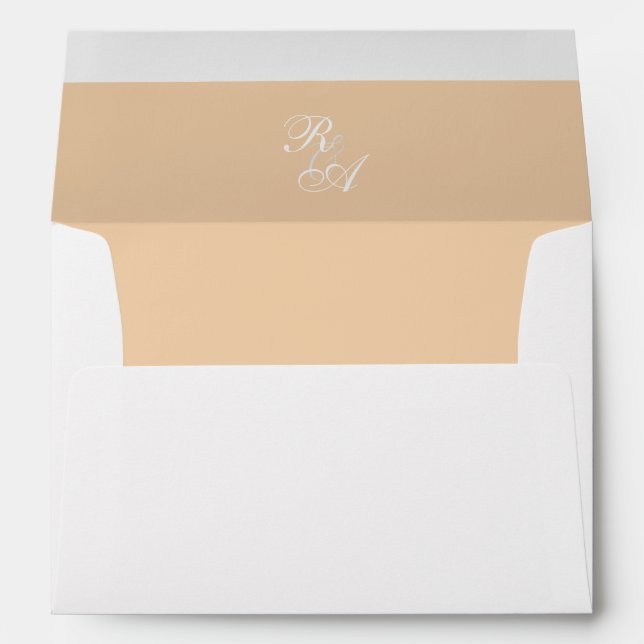 Enveloppe Faire-part de mariage Monogramme de ruban Rose d'o (Dos (Bas))