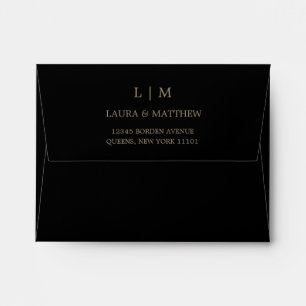 Enveloppe Faire-part de mariage Monogramme d'or noir