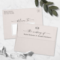Faire-part de mariage Monogramme Hors Blanc A7 5x7