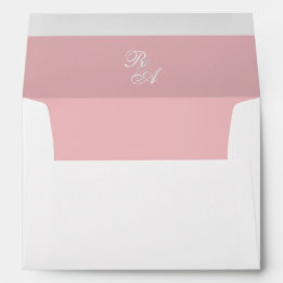 Enveloppe Faire-part de mariage Monogramme rose rose