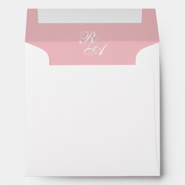 Enveloppe Faire-part de mariage Monogramme rose rose (Dos (Bas))