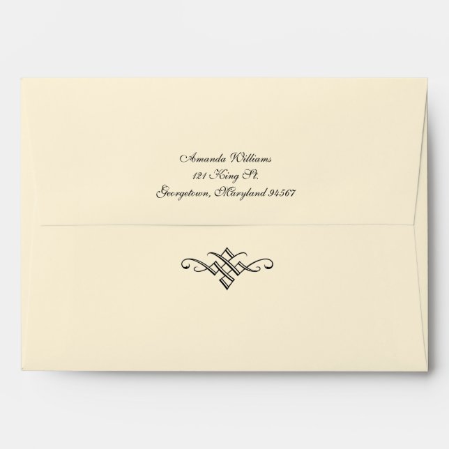 Enveloppe Faire-part de mariage monographique (Dos (Haut rabat))