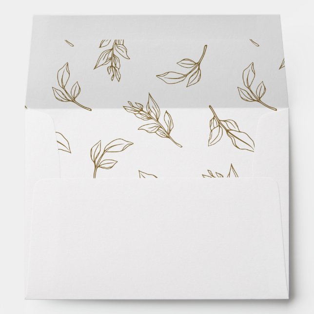 Enveloppe Faire-part de mariage Motif Feuille élégant (Dos (Bas))