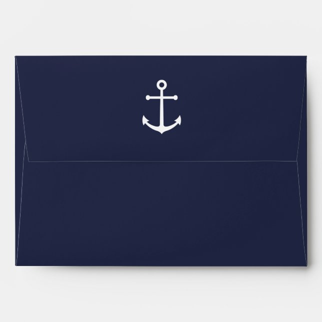 Enveloppe Faire-part de mariage nautique d'Ancre de bleu (Dos (Haut rabat))