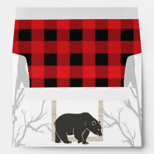 Enveloppe Faire-part de mariage Ours rustique et arbres à ca