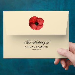 Enveloppe Faire-part de mariage personnalisé Coquelicot roug
