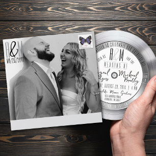 Enveloppe Faire-part de mariage photo Retro Silver Vinyl Rec