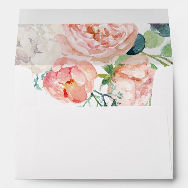 Enveloppe Faire-part de mariage romantique des fleurs de piv (Dos (Bas))