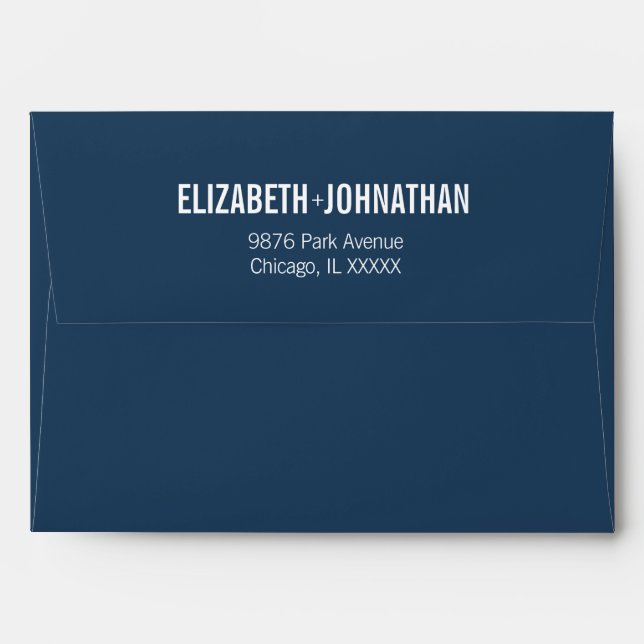 Enveloppe Faire-part de mariage simple de typographie marine (Dos (Haut rabat))