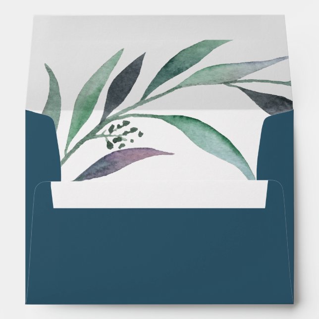 Enveloppe Faire-part de mariage Turquoise Purple & Green Euc (Dos (Bas))