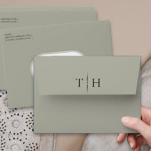 Enveloppe Faire-part de mariage vert monogramme Sage