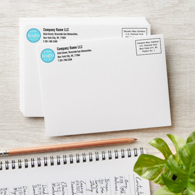 Enveloppe Faire Personnaliser le logo de l'entreprise Adress (Stacked)
