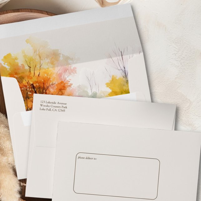 Enveloppe Fall Lake Neutral Country Wedding Invitation (Wedding Invitation Envelopes from the Fall Lake Wedding Collection by Darling & May)