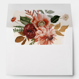 Enveloppe Fall Terracotta and Burgundy Floral Mariage