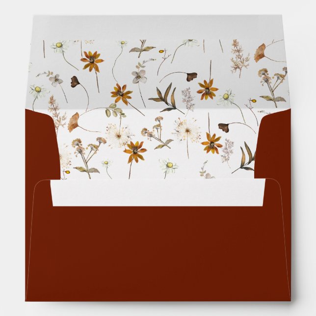 Enveloppe Fall Terracotta Floral Mariage (Dos (Bas))