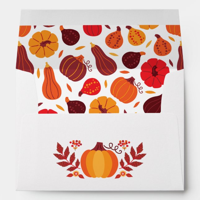 Enveloppe Fall Thanksgiving Citrouilles Gourds Adresse de re (Dos (Bas))