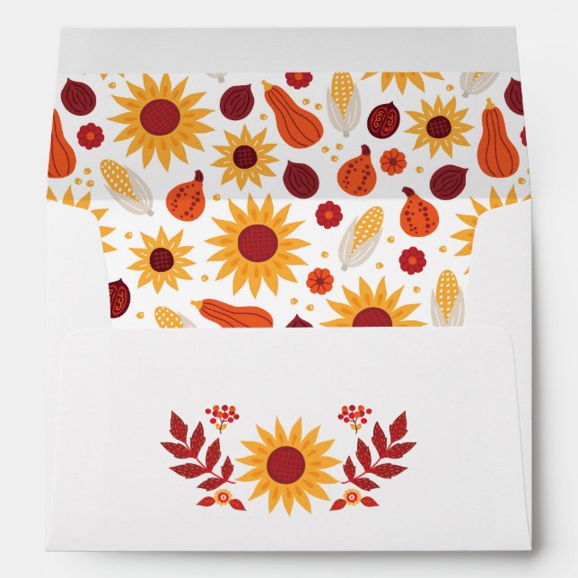 Enveloppe Fall Thanksgiving Sunflower Adresse de retour (Dos (Bas))