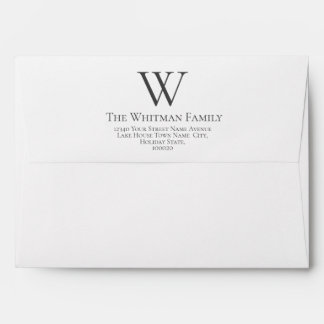 Enveloppe Famille Monogramme Adresse de retour simple
