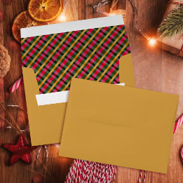 Enveloppe Family Christmas Plaid Gold