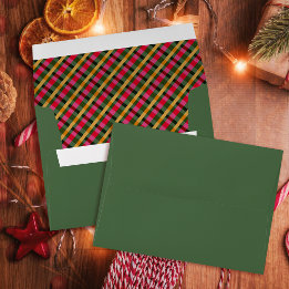 Enveloppe Family Christmas Plaid Green