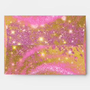 Enveloppe Fancy élégant rose brillant et or Parties scintill