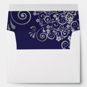 Enveloppe Fancy Silver Filige sur Mariage bleu marine
