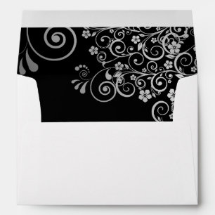 Enveloppe Fancy Silver Filigree sur le Mariage noir