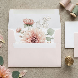 Enveloppe Fard à joues Rose Poussiéreuse Floral Mariage Bébé