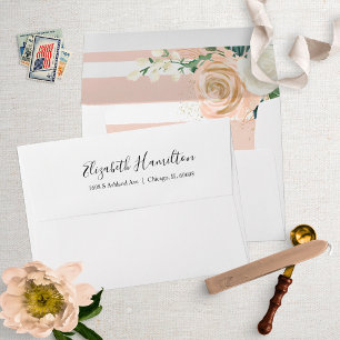 Enveloppe Fard Moderne Rayures Floral Élégant