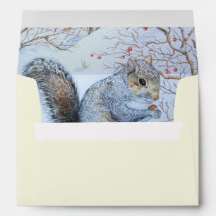 Enveloppe Faune saisonnière de scène de neige d'écureuil