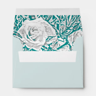 Enveloppe Fausse soie en relief illusion rose/turquoise