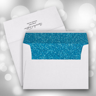 Enveloppe Fausse Turquoise Pailletée 5 x 7