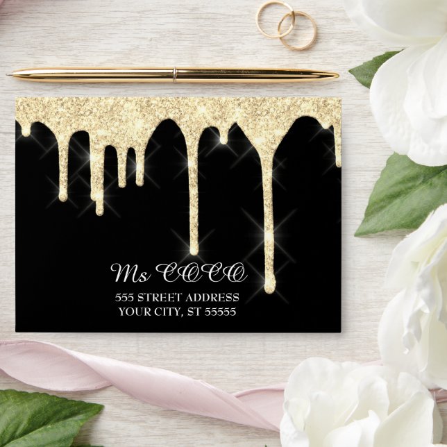Enveloppe Faux Gold Drives Mariage Black Corporate (Wedding)