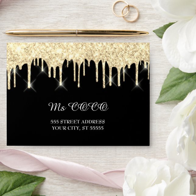 Enveloppe Faux Gold Drives Mariage Black Corporate (Wedding)
