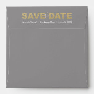 Enveloppe Faux Gold Enregistrer la date Retour Adresse Envel