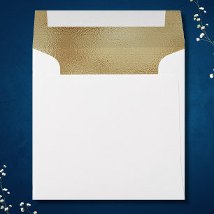 Enveloppe Faux Gold Foil Insérez le Mariage Carré blanc