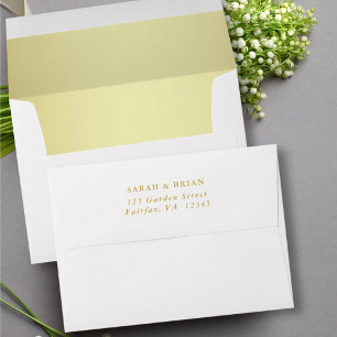 Enveloppe Faux Gold Foil Mariage 5 x 7 Adresse de retour