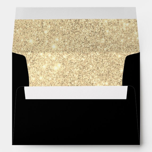 Enveloppe Faux Gold Parties scintillant Linked Black (Dos (Bas))