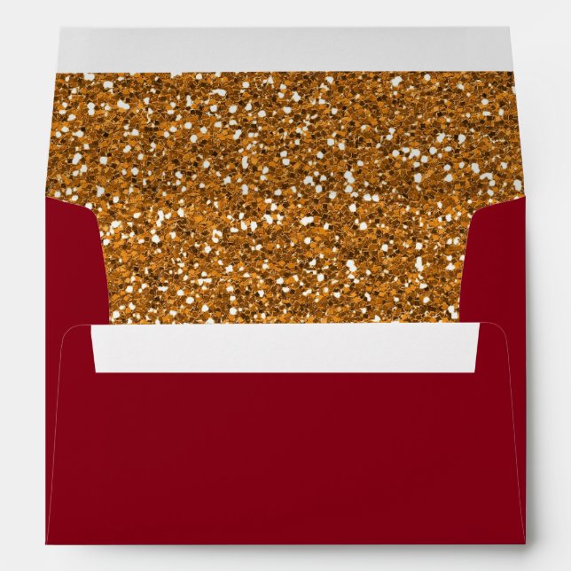 Enveloppe Faux Gold Parties scintillant Maroon Rouge (Dos (Bas))