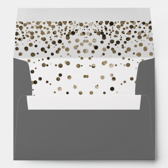 Enveloppe Faux Grey Foil Confetti Élégantes Éperches (Dos (Bas))