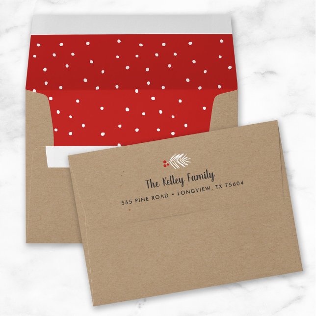 Enveloppe Faux Kraft et Red Dot Adresse de retour Holiday (Créateur téléchargé)