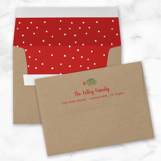 Enveloppe Faux Kraft et Red Dot Adresse de retour Holiday (Créateur téléchargé)