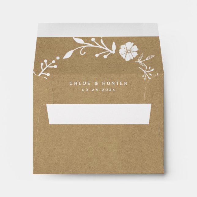 Enveloppe Faux Kraft RSVP Rustique Floral (Dos (Bas))