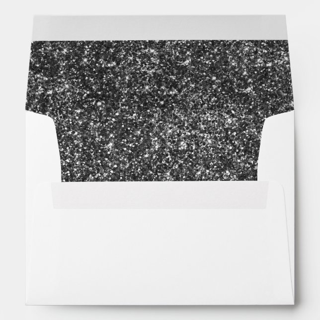 Enveloppe Faux Luxury Black Parties scintillant Mariage 5 x  (Dos (Bas))