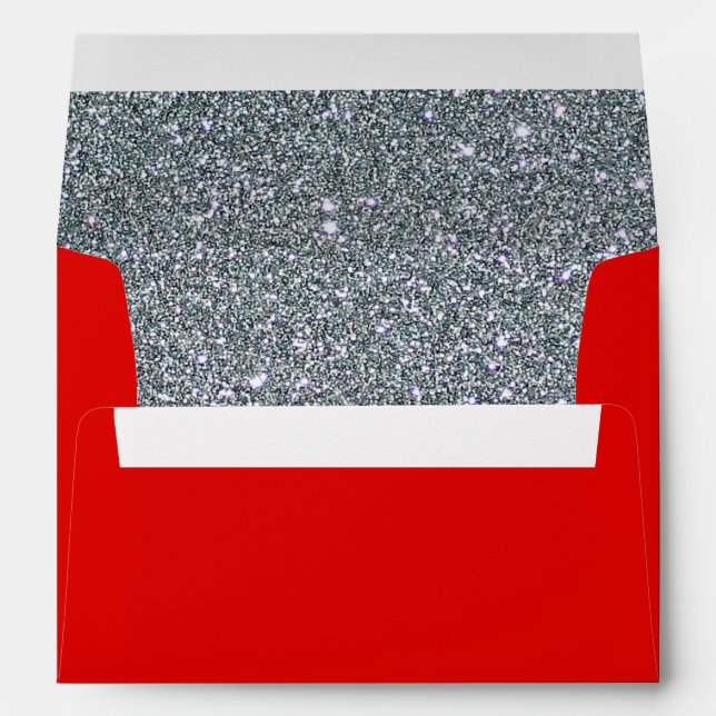 Enveloppe Faux Red Silver Parties scintillant Confetti Foil  (Dos (Bas))