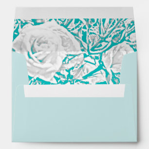 Enveloppe Faux soie en relief illusion rose/ sarcelle