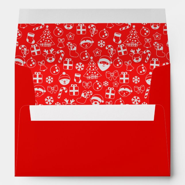 Enveloppe Favoris de Noël Red Père Noël Elf Reindeer Motif (Dos (Bas))